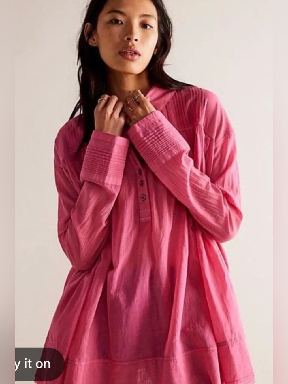 Free People Sheer Swing Shirt in Pink